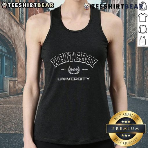 Top Whiteboy University Hang Over Gang Est 1988 tank top featuring a bold graphic design, perfect for casual wear.
