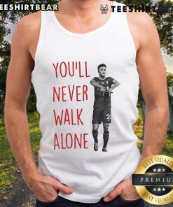 Diogo Jota tank top featuring 'You'll Never Walk Alone' design, perfect for Liverpool fans and sports enthusiasts.
