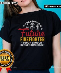 Alt Text: Future firefighter ladies tee, stylish and tough design for young aspiring firefighters.