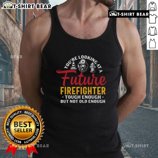 Future firefighter tank top for kids, featuring a tough design perfect for aspiring heroes, showcasing strength and style.