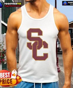 Original USC Trojans Football primary logo on a stylish tank top, perfect for fans and sports enthusiasts.