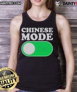 Official Chinese Mode ON tank top featuring bold graphics, perfect for casual wear and expressing cultural pride.
