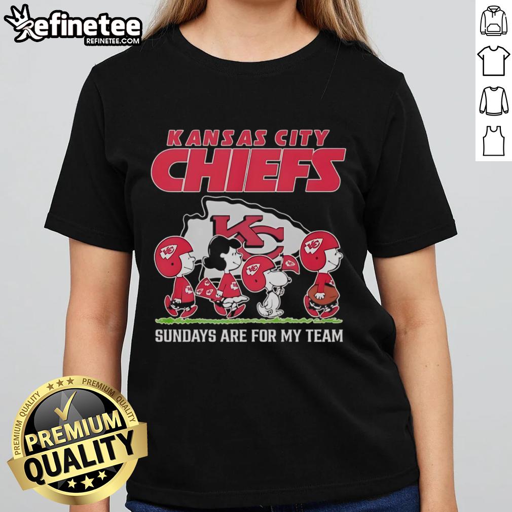 Top Peanuts Characters Kansas City Chiefs Sundays Are For My Team Ladies Tee