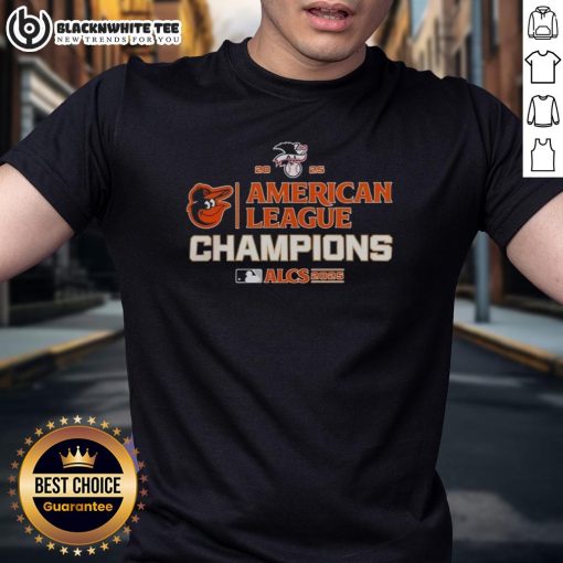 Alt Text: Baltimore Orioles MLB 2025 ALCS Champions T-Shirt featuring team logo and vibrant design, perfect for fans.