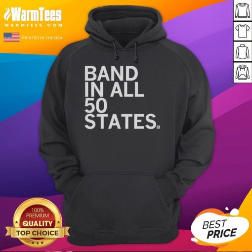 Awesome Band in All 50 States hoodie featuring a colorful design celebrating music and travel across America.