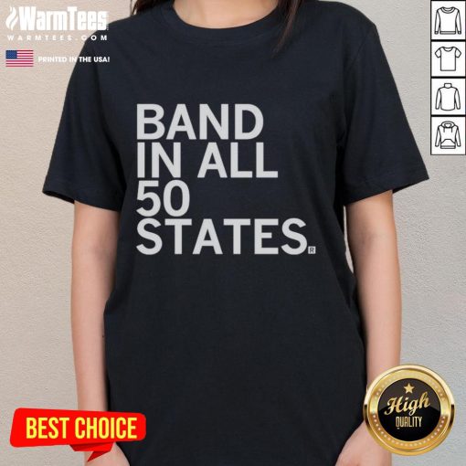 Awesome Band in All 50 States Ladies Tee featuring vibrant design, perfect for music fans and concert lovers.
