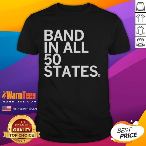 Awesome Band In All 50 States T-Shirt featuring a colorful design celebrating music across the USA.