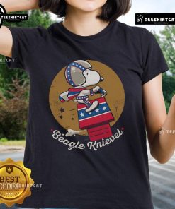 Awesome Beagle Knievel Ladies Tee featuring a playful beagle design, perfect for dog lovers and stylish casual wear.
