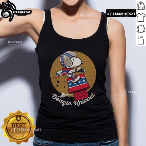 Awesome Beagle Knievel tank top featuring a playful beagle graphic, perfect for dog lovers and casual summer wear.