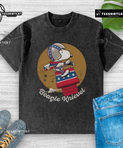 Awesome Beagle Knievel washed t-shirt featuring a playful beagle graphic, perfect for dog lovers and casual wear.