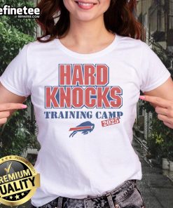 Buffalo Bills Hard Knocks Training Camp 2025 Ladies Tee, featuring team colors and logo, perfect for fans.