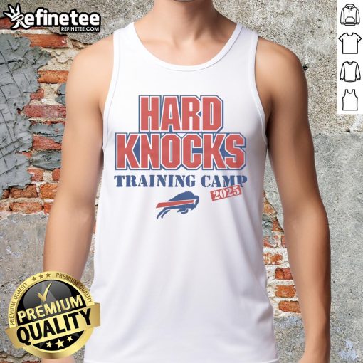 Buffalo Bills Hard Knocks Training Camp 2025 tank top featuring team colors and logo, perfect for fans and summer wear.