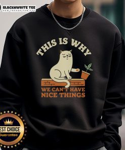 Awesome Cat sweatshirt featuring humorous text 'This Is Why We Cant Have Nice Things' perfect for cat lovers.