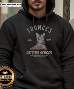 Alt Text: Awesome Cat Toonces the Driving School hoodie established in 1989 featuring a playful cat graphic on a cozy hoodie.