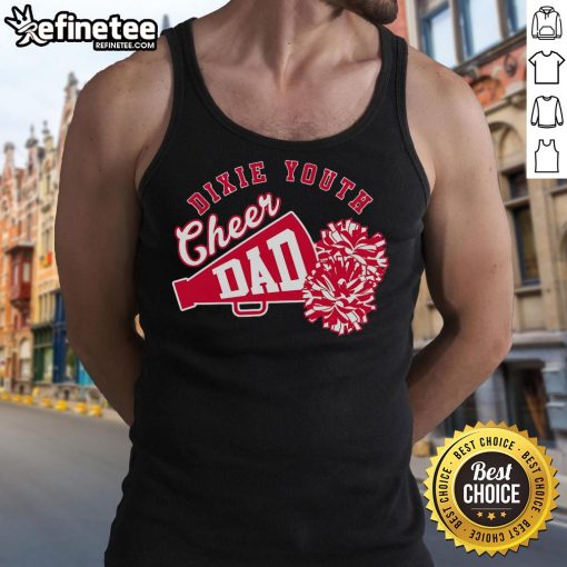 Awesome Cheer Dad tank top with pom poms, perfect for supporting your cheerleader at games and events.