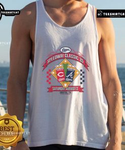 Alt Text: Cincinnati Reds vs Atlanta Braves 2025 MLB Speedway Classic Arch Tank Top featuring vibrant team graphics.