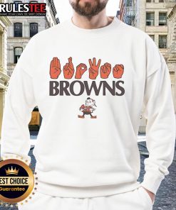 Awesome Cleveland Browns Football Homage Youth sweatshirt featuring love sign hand signals for young fans.