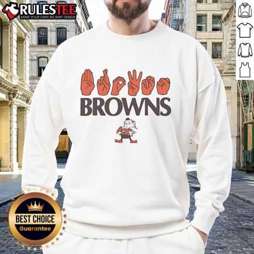 Awesome Cleveland Browns Football Homage Youth sweatshirt featuring love sign hand signals for young fans.