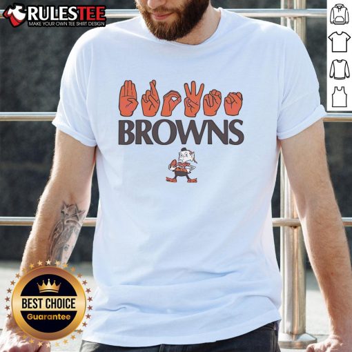 Awesome Cleveland Browns Football Homage Youth Love Sign Hand Signals T-Shirt showcasing team spirit and youth fashion.