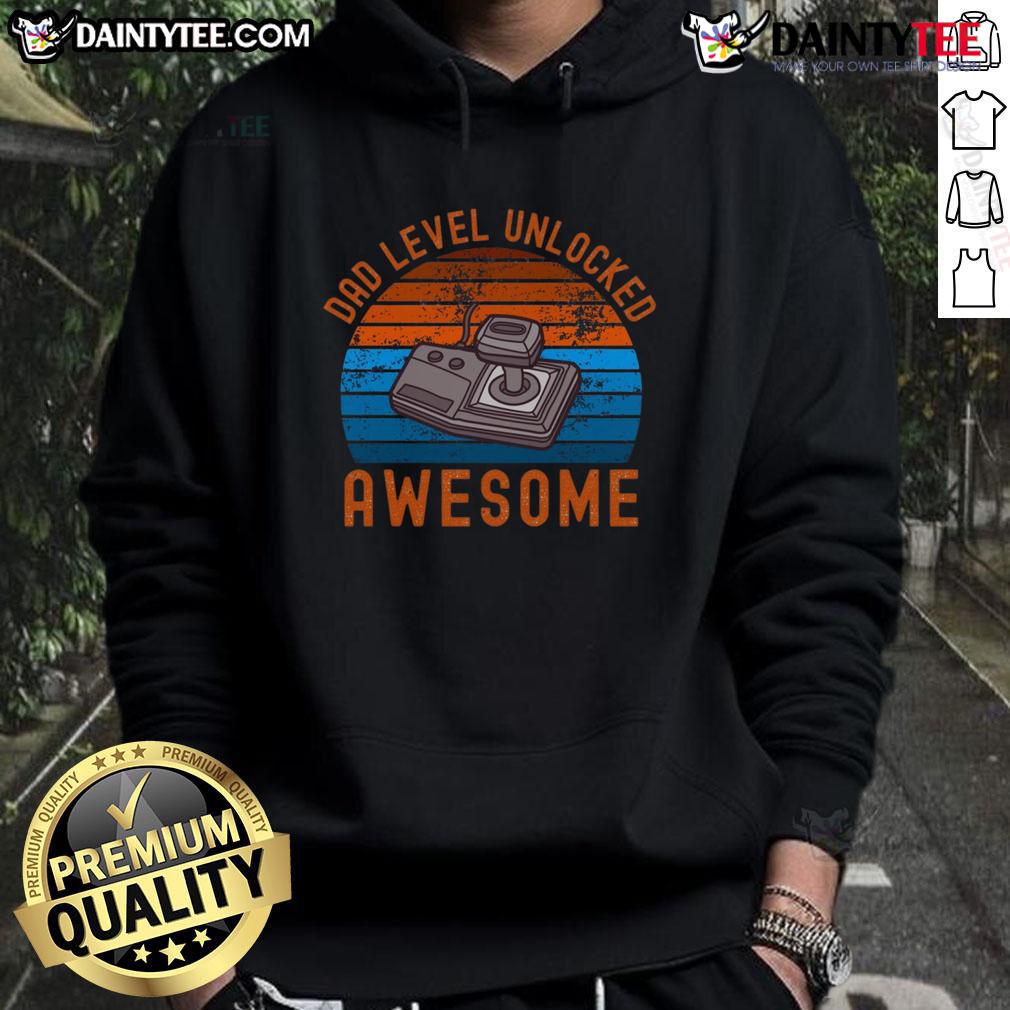 Awesome Dad Level Unlocked Retro Gamer Sunset Hoodie