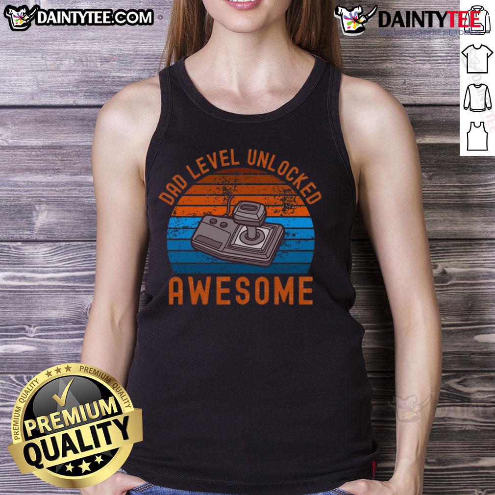 Awesome Dad Level Unlocked Retro Gamer Sunset Tank Top