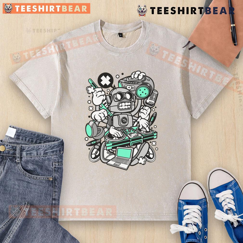 Awesome Dj Robot Washed T Shirt Awesome DJ Robot Washed T-Shirt featuring a vibrant graphic of a DJ robot, perfect for music lovers and fashion enthusiasts.