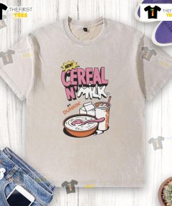 Awesome Dunkin Cereal N Milk washed t-shirt featuring vibrant graphics and a stylish design, perfect for cereal lovers.