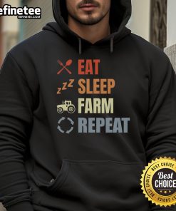 Vintage hoodie featuring 'Eat Sleep Farm Repeat' design, perfect for farmers and agriculture enthusiasts.