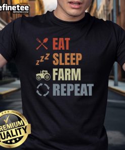 Awesome Eat Sleep Farm Repeat Farmer Vintage T-Shirt showcasing a rustic design perfect for agriculture enthusiasts.