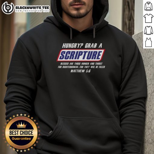 Awesome famous scripture gifts hoodie featuring a Bible verse candy bar parody design for unique Christian apparel.