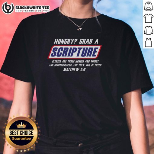 Awesome famous scripture gifts: Bible verse candy bar parody ladies tee featuring a fun and creative design.