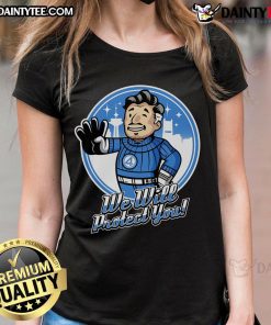 Awesome Fantastic 4 We Will Protect You Ladies Tee featuring vibrant graphics and comfortable fit for superhero fans.