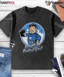 Awesome Fantastic 4 We Will Protect You washed t-shirt featuring a bold graphic design and vibrant colors.