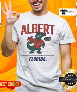 Awesome Florida Gators Football Gridiron Albert Mascot T-Shirt featuring vibrant colors and a dynamic design for fans.