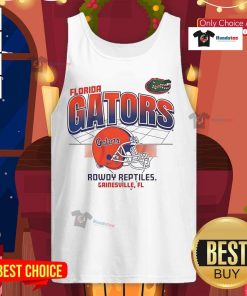 Awesome Florida Gators football helmet graphic on a Rowdy Reptiles tank top, perfect for Gators fans and game day.