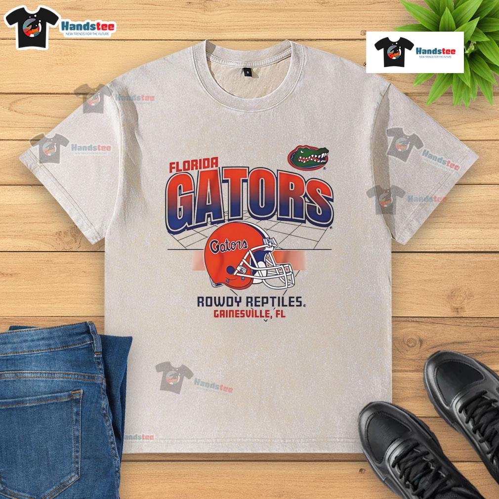 Awesome Florida Gators Football Helmet Grid Rowdy Reptiles Washed T Shirt Awesome Florida Gators football helmet design on a Rowdy Reptiles washed t-shirt, perfect for fans and game day wear.