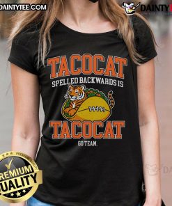 Alt Text: Awesome Game Day Tacocat Go Team Tiger Ladies Tee featuring a fun graphic design for sports fans.