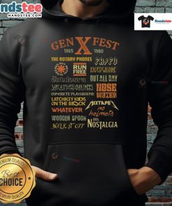 Alt Text: Awesome Gen X Fest 1965-1980 Retro 80s Nostalgia Hoodie featuring vibrant colors and vintage-inspired design.