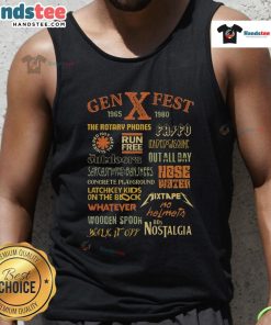 Awesome Gen X Fest 1965-1980 retro 80s nostalgia tank top featuring vibrant colors and iconic designs from the era.