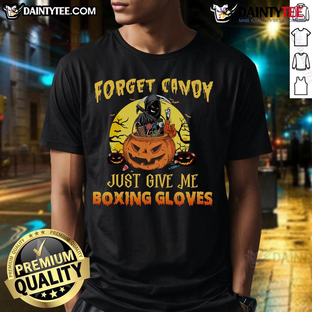 Awesome Halloween Grim Reaper Forget Candy Just Give Me Boxing Gloves T Shirt Awesome Halloween Grim Reaper T-Shirt featuring 'Forget Candy, Just Give Me Boxing Gloves' design for festive fun.