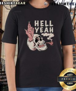 Awesome Hellyeah Smoking Skull Ladies Tee featuring a bold skull graphic and stylish design for fans of rock apparel.