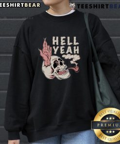 Alt Text: Awesome Hellyeah Smoking Skull Sweatshirt featuring a bold skull design, perfect for fans of heavy metal apparel.