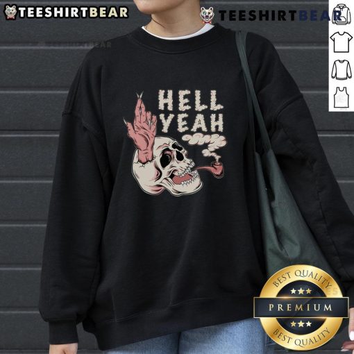 Alt Text: Awesome Hellyeah Smoking Skull Sweatshirt featuring a bold skull design, perfect for fans of heavy metal apparel.