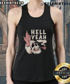 Awesome Hellyeah smoking skull tank top featuring a bold graphic design, perfect for music lovers and rock fans.