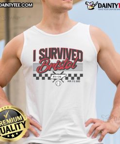 Awesome I Survived Bristol Tank Top featuring a bold graphic design, perfect for summer fashion and events.
