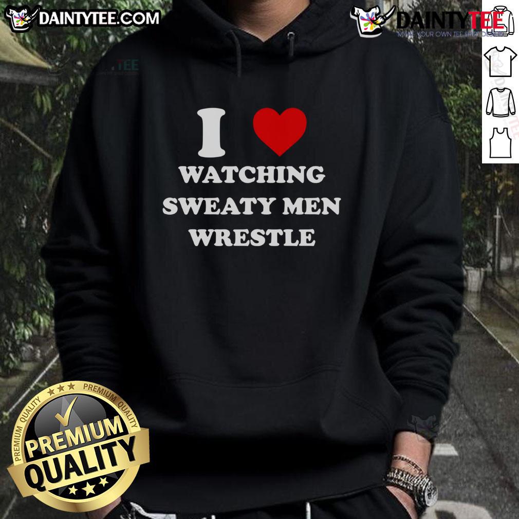 Awesome I Watching Sweaty Men Wrestle Hoodie Alt Text: Awesome hoodie featuring a design of sweaty men wrestling, perfect for fans of wrestling apparel and sports fashion.