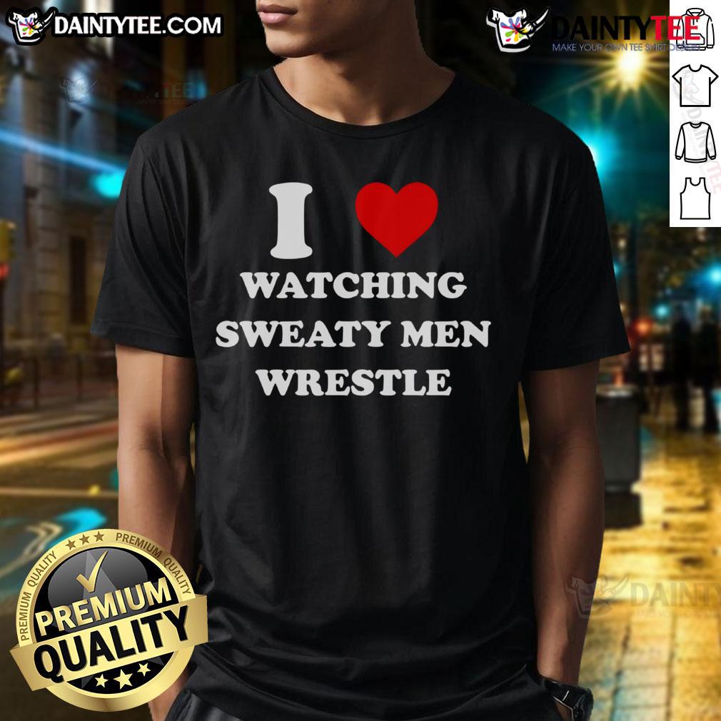 Awesome I Watching Sweaty Men Wrestle T Shirt Awesome I Watching Sweaty Men Wrestle T-Shirt design featuring bold graphics and vibrant colors for wrestling fans.