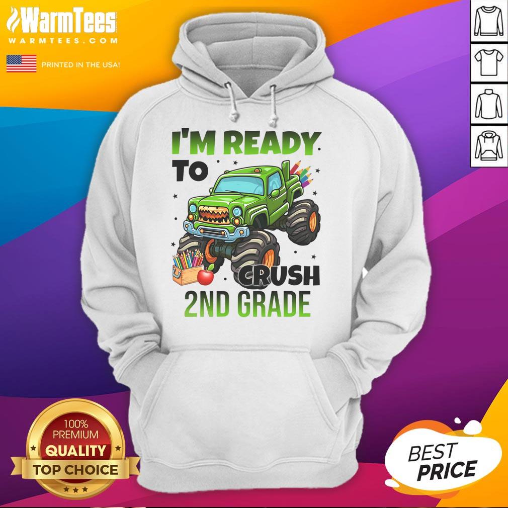 Awesome I'M Ready To Crush 2Nd Grade Monster Truck Hoodie Child wearing Awesome I'm Ready to Crush 2nd Grade Monster Truck Hoodie, excited and ready for school adventures.