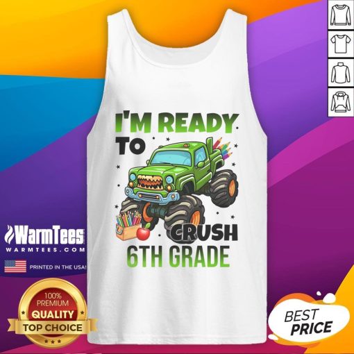 Cool 6th grade tank top featuring a monster truck design, perfect for kids ready to crush school in style.