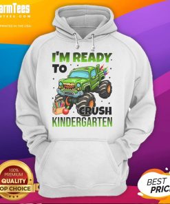 Child wearing an Awesome 'I'm Ready to Crush Kindergarten' Monster Truck Hoodie, ready for school adventures.